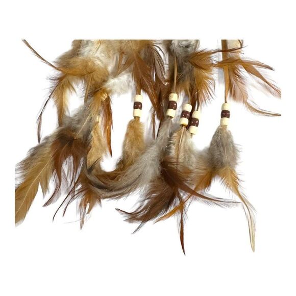 Handmade Triple Ring Dreamcatcher Feathers & Beads Southwest Genuine Vintage - Picture 4 of 7